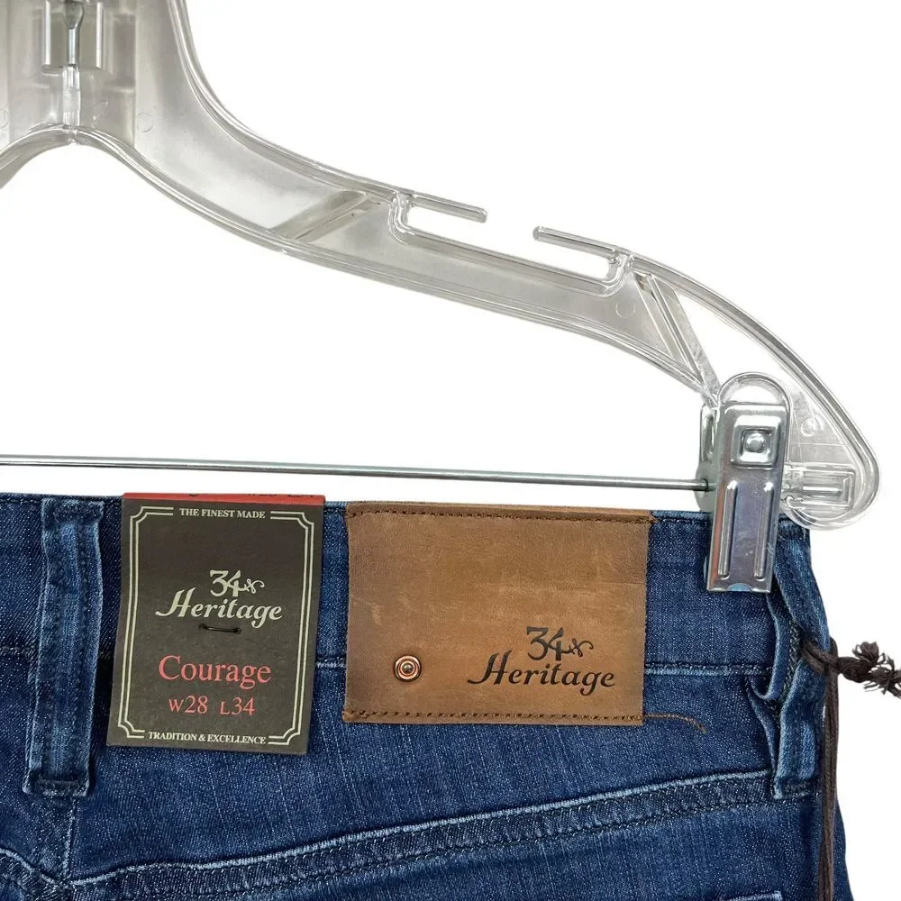 34 Heritage Mens Courage Jeans Straight Fit Mid Rise Zip Fly Blue Sz 28/34*